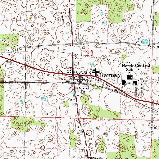 Topographic Map of Ramsey Volunteer Fire Department Station 1, IN