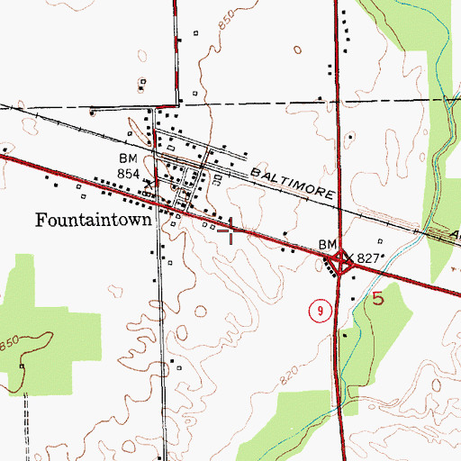 Topographic Map of Fountaintown Community Volunteer Fire Department, IN