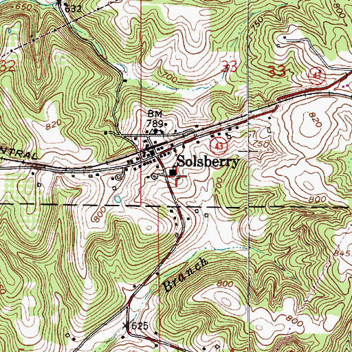 Topographic Map of Eastern Volunteer Fire Department, IN