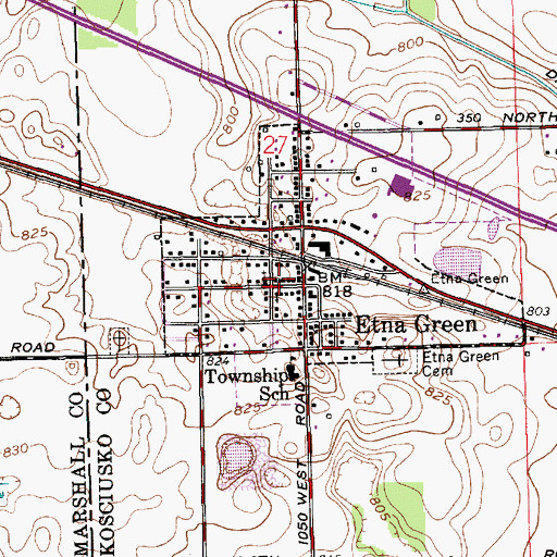 Topographic Map of Etna Township Fire Department, IN