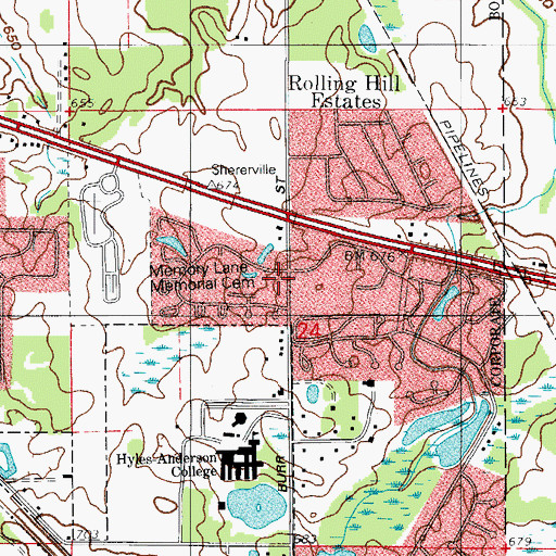 Topographic Map of Schererville Fire Department Station 3, IN