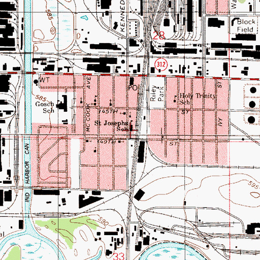 Topographic Map of East Chicago Fire Department Station 4, IN