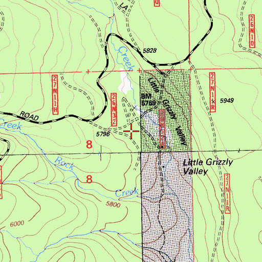 Topographic Map of Little Grizzly Valley, CA