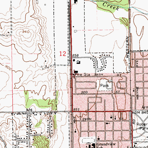 Topographic Map of Connersville Fire Department Station 3, IN