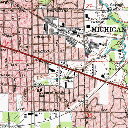Topographic Map of Michigan City Fire Department Administration Offices and Training Center, IN