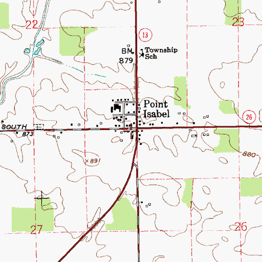 Topographic Map of Green Township Volunteer Fire Department, IN