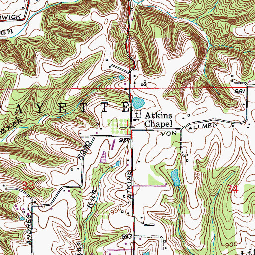 Topographic Map of Lafayette Township Volunteer Fire Department Station 2, IN