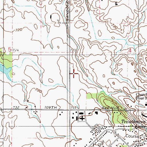 Topographic Map of Lakes of the Four Seasons Volunteer Fire Force Station 2, IN