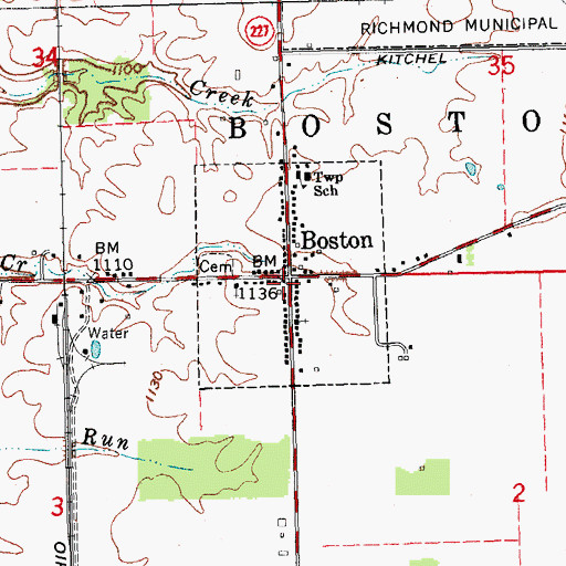 Topographic Map of Boston Fire Department, IN