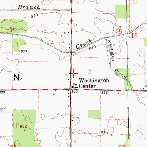 Topographic Map of Washington Township Volunteer Fire Department Columbia City, IN