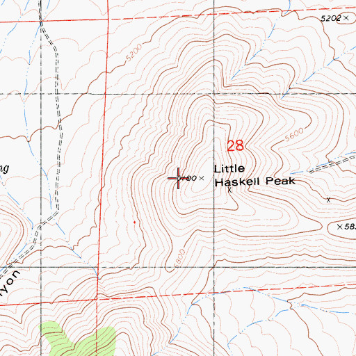 Topographic Map of Little Haskell Peak, CA