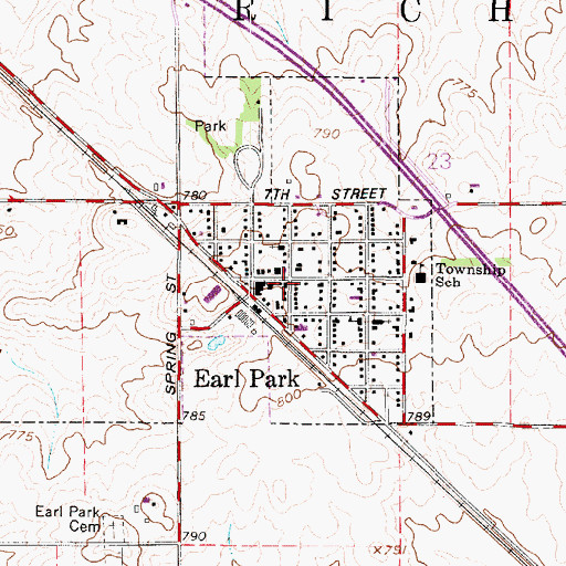 Topographic Map of Richland Township Fire Department, IN