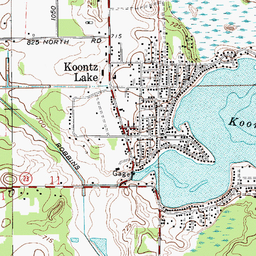 Topographic Map of Koontz Lake - Oregon Township Volunteer Fire Department, IN