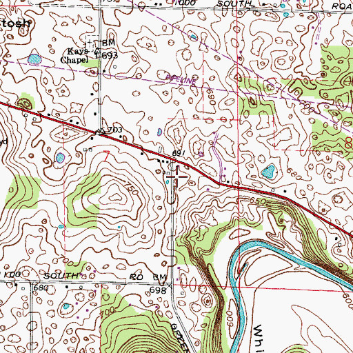 Topographic Map of Posey Township Volunteer Fire Department, IN