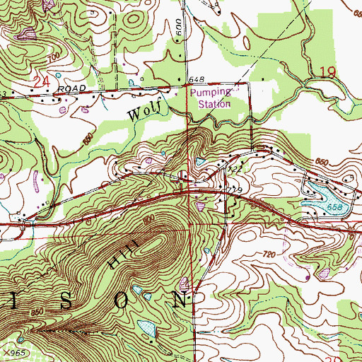 Topographic Map of Harrison Township Volunteer Fire Department, IN