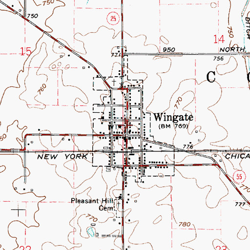 Topographic Map of Coal Creek Township Volunteer Fire Department, IN