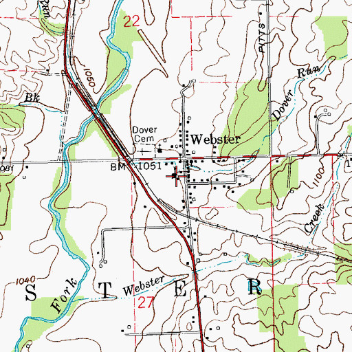 Topographic Map of Webster Volunteer Fire Department, IN