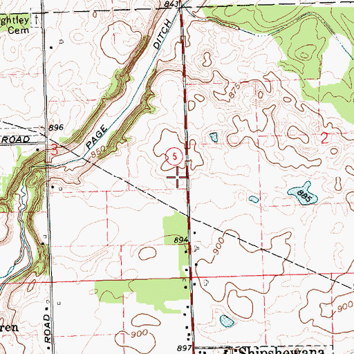 Topographic Map of Shipshewana Volunteer Fire Department, IN