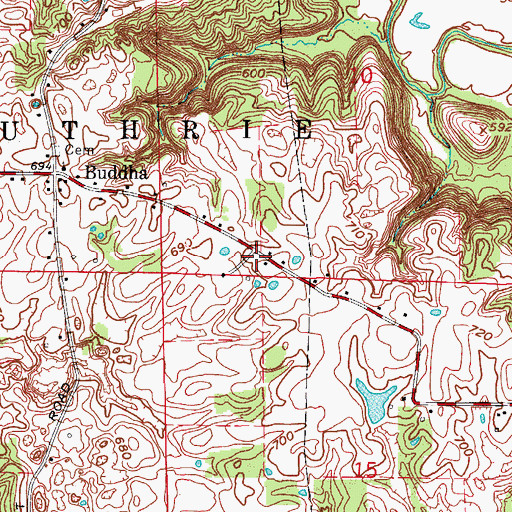 Topographic Map of Guthrie Township Volunteer Fire Department Station 2, IN