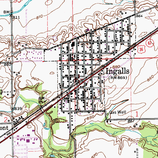Topographic Map of Ingalls Fire Department, IN