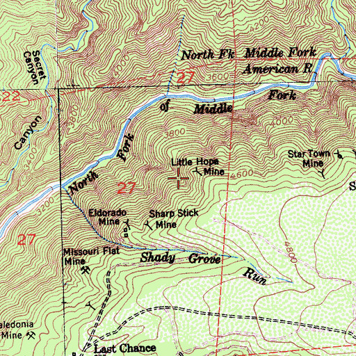 Topographic Map of Little Hope Mine, CA