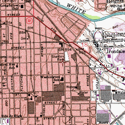 Topographic Map of Anderson Fire Department Station 3, IN