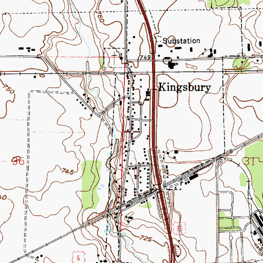 Topographic Map of Kingsbury Volunteer Fire Department, IN