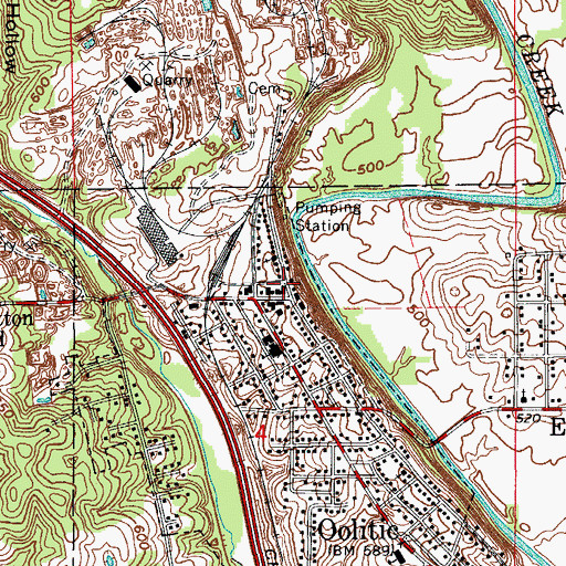 Topographic Map of Oolitic Volunteer Fire Department, IN
