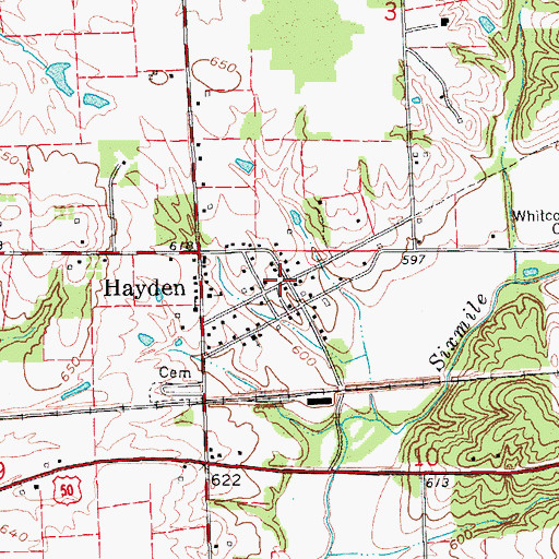 Topographic Map of Spencer Township Volunteer Fire Department Station 2, IN