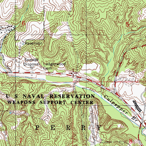 Topographic Map of Naval Surface Warfare Center Crane Division Fire Department, IN