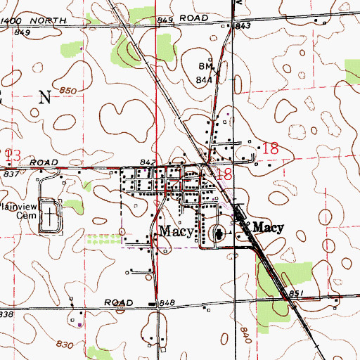 Topographic Map of Macy Allen Township Volunteer Fire Department, IN