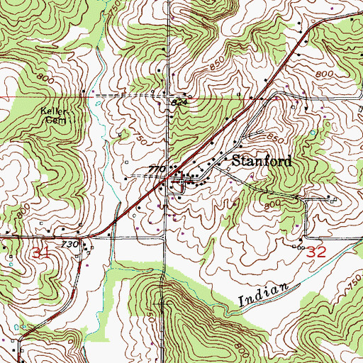Topographic Map of Van Buren Township Fire Department Station 19, IN