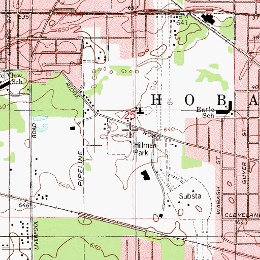 Topographic Map of Hobart Fire Department Station 2, IN