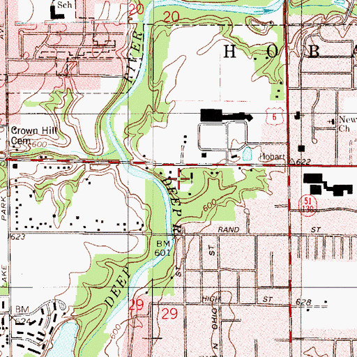 Topographic Map of Hobart Fire Department Station 3, IN