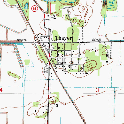 Topographic Map of Lincoln Township Volunteer Fire Department, IN