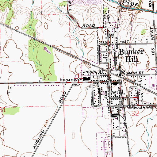 Topographic Map of Pipe Creek Township Volunteer Fire Department, IN