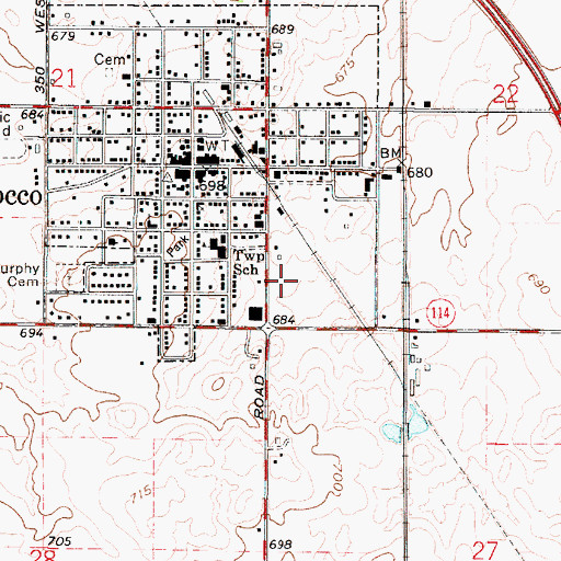 Topographic Map of Morocco Volunteer Fire Department, IN