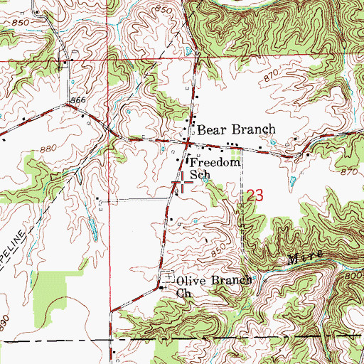 Topographic Map of Bear Branch Volunteer Fire Department, IN