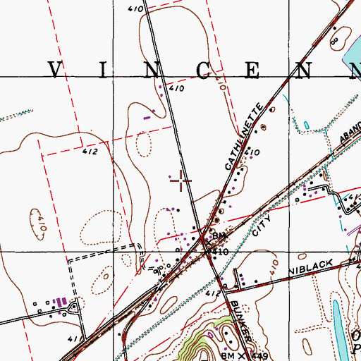 Topographic Map of Vincennes Township Fire Department Station 6, IN