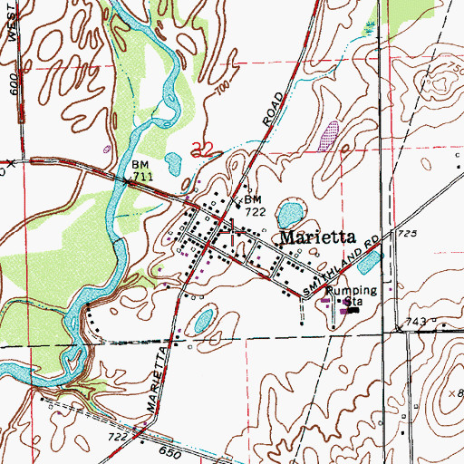 Topographic Map of Marietta Volunteer Fire Department, IN