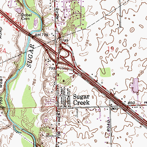Topographic Map of Moral Township Volunteer Fire Department, IN