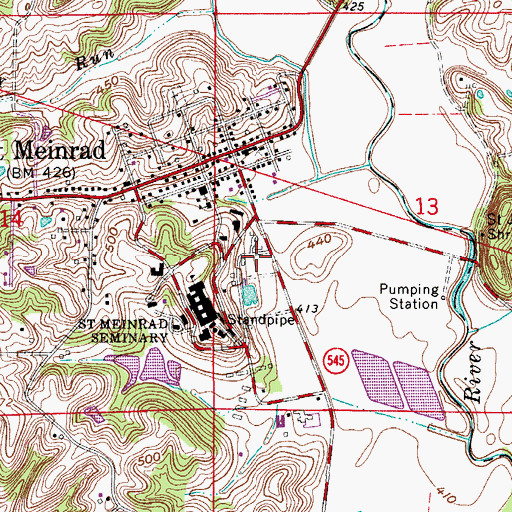 Topographic Map of Saint Meinrad Volunteer Fire Department, IN