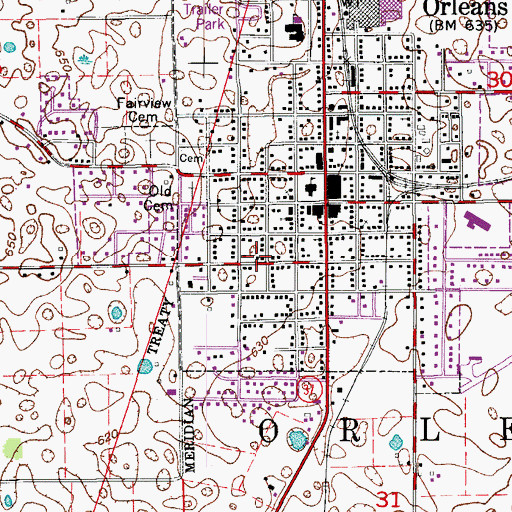 Topographic Map of Orange County Rural Volunteer Fire Department District 2, IN