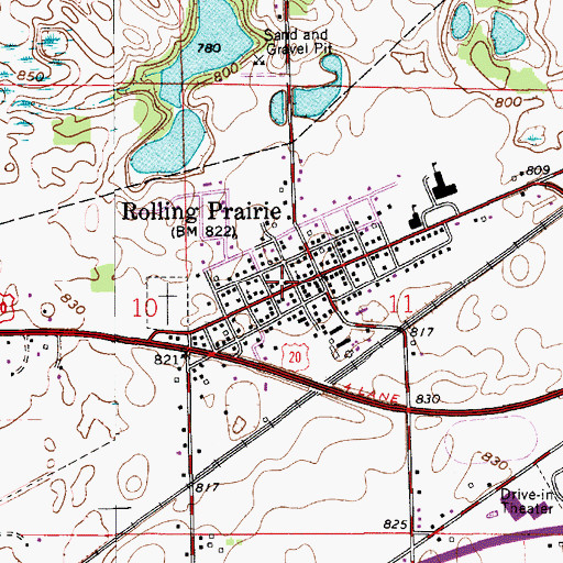 Topographic Map of Kankakee Township Volunteer Fire Department, IN