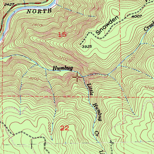 Topographic Map of Little Humbug Creek, CA