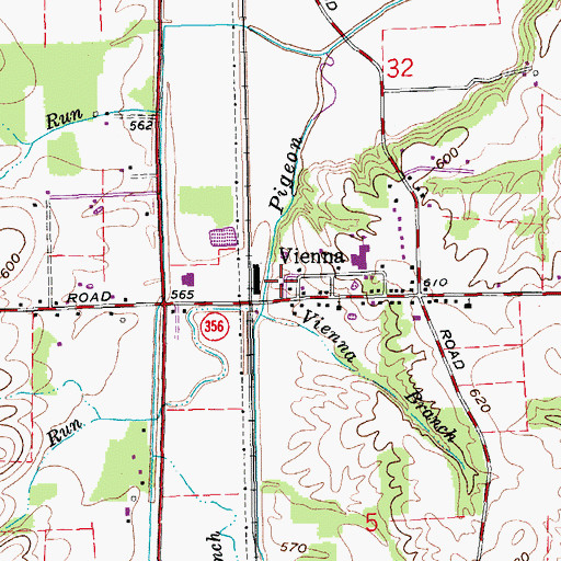 Topographic Map of Vienna Township Volunteer Fire Department, IN