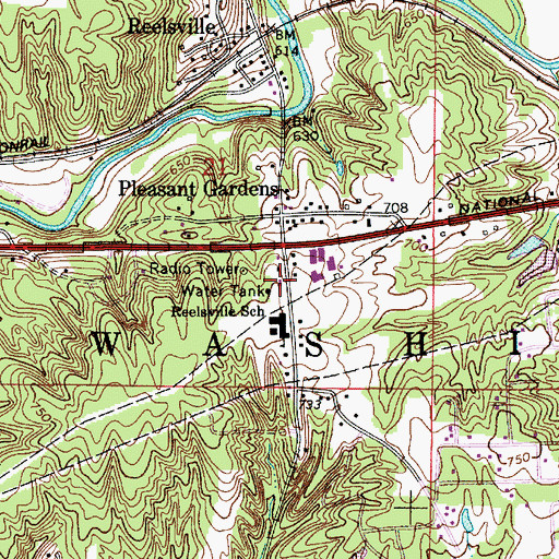 Topographic Map of Reelsville - Washington Township Volunteer Fire Department, IN