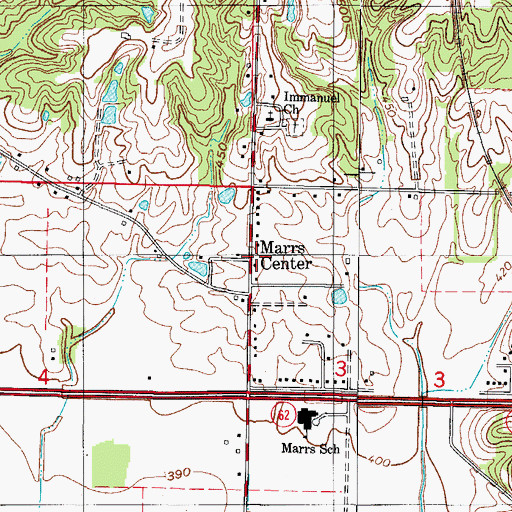 Topographic Map of Marrs Township Volunteer Fire Department Station 2, IN