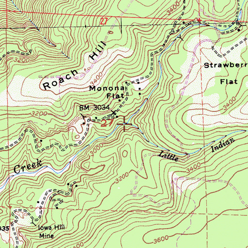 Topographic Map of Little Indian Creek, CA