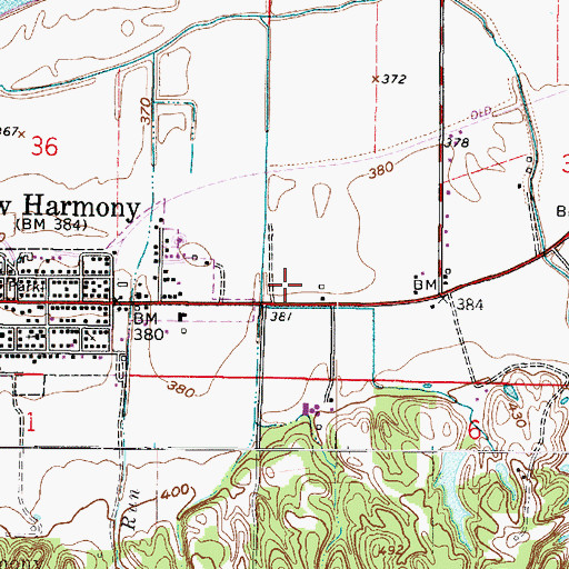 Topographic Map of New Harmony Fire Department, IN